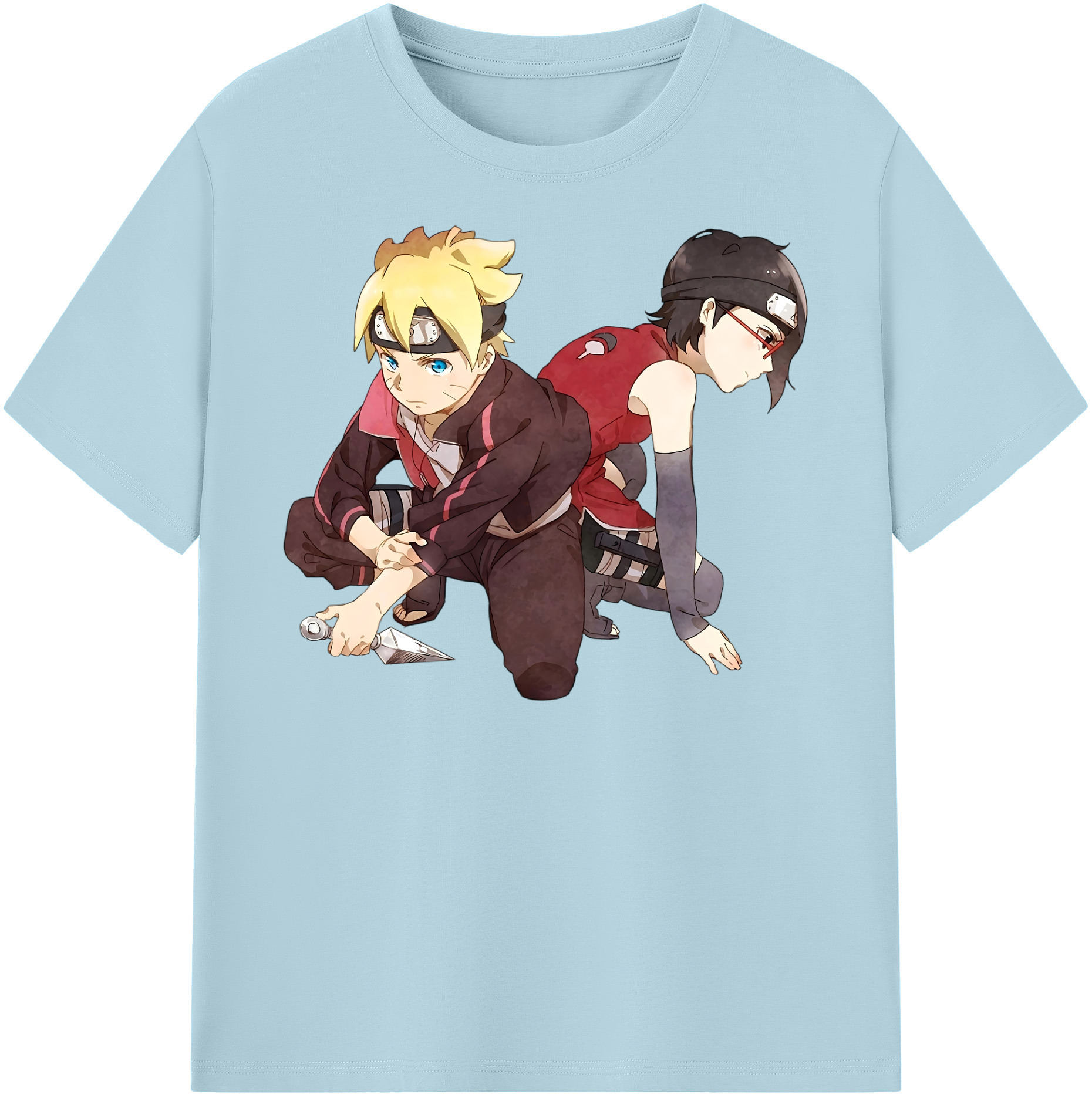 （画像用） NARUTO -ナルト- うちは サラダ Uchiha Sarada 綿100％半袖Tシャツ（フロントプリント）